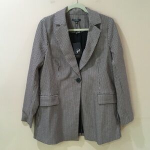 Adrianna Papell Blazer jacket single breasted one button Houndstooth size m new